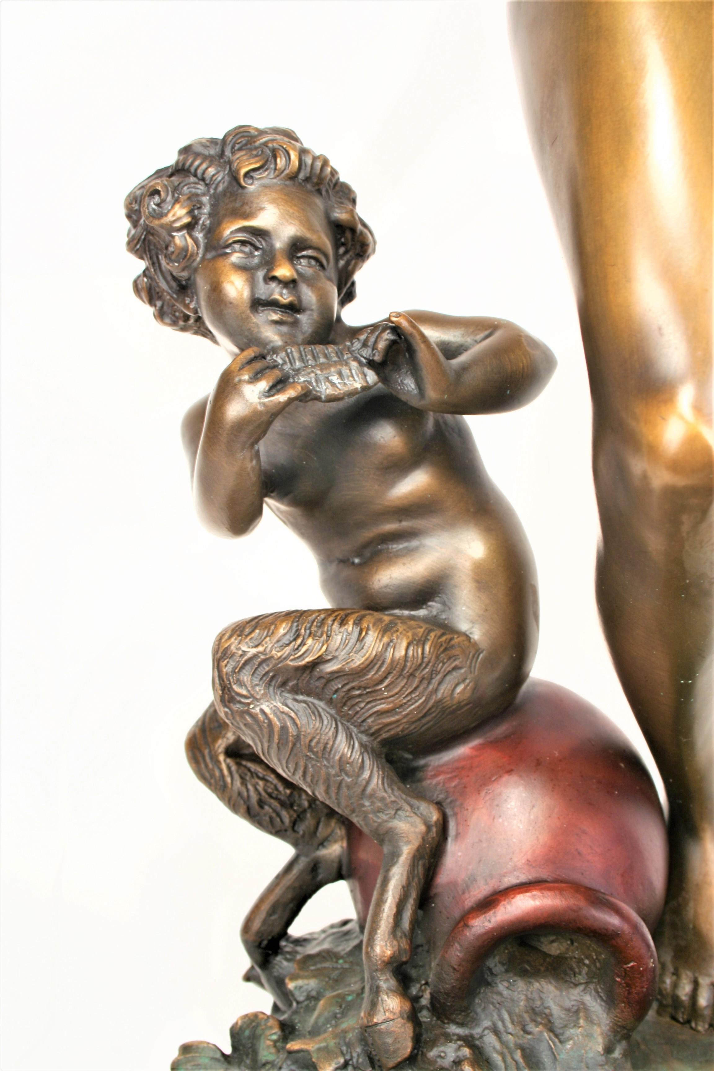 North American Art Deco/Nouveau Nude Sculpture Bronze with Pixy For Sale