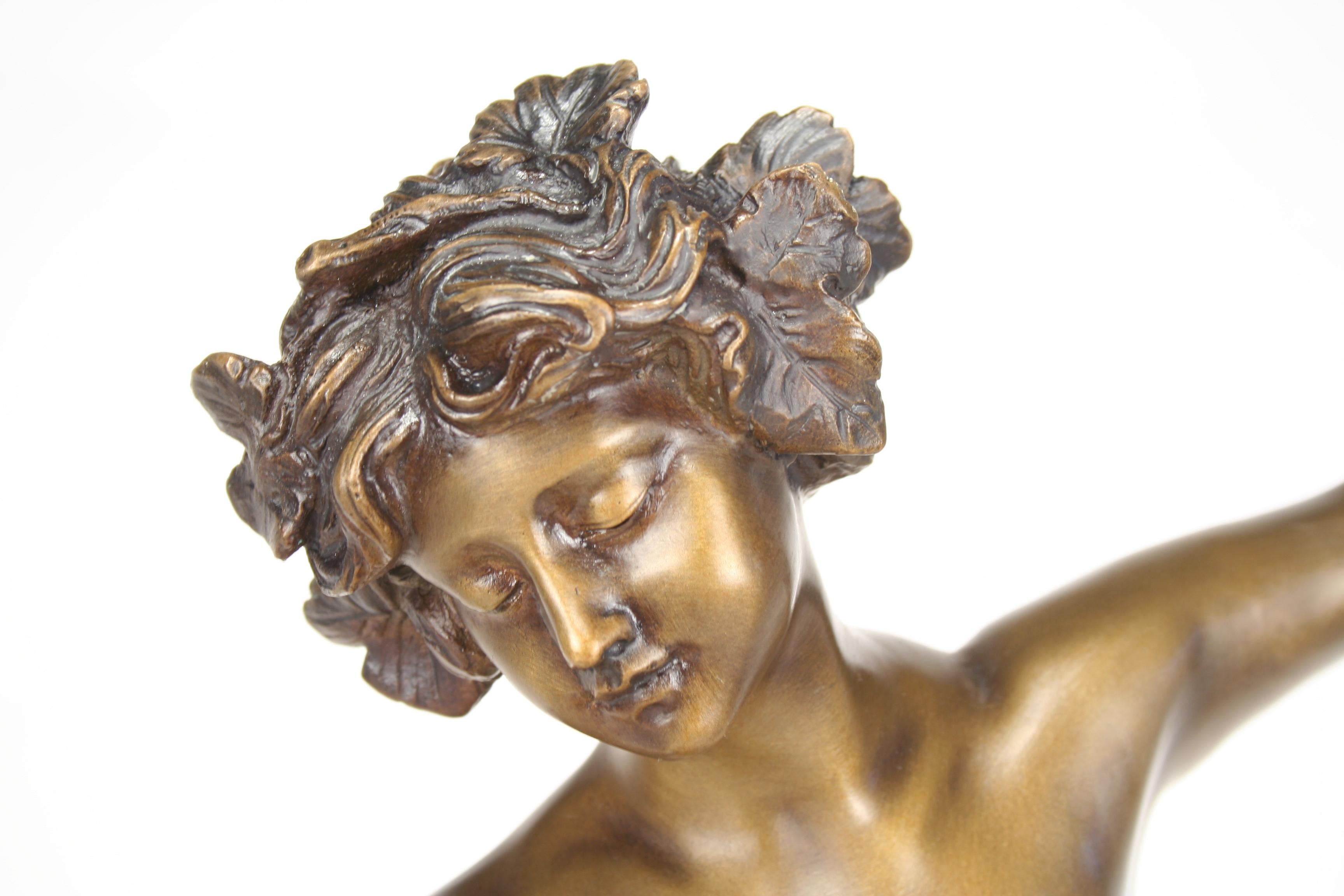 Art Deco/Nouveau Nude Sculpture Bronze with Pixy For Sale 1