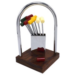 Used Art Deco Novelty Cocktail Stick Set in Bakelite and Chrome, circa 1930