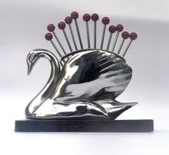 Art Deco Novelty Cocktail Stick Set in Bakelite and Chrome, French, c1930