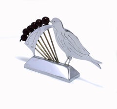 Art Deco Novelty Cocktail Stick Set in Phenolic Bakelite and Chrome