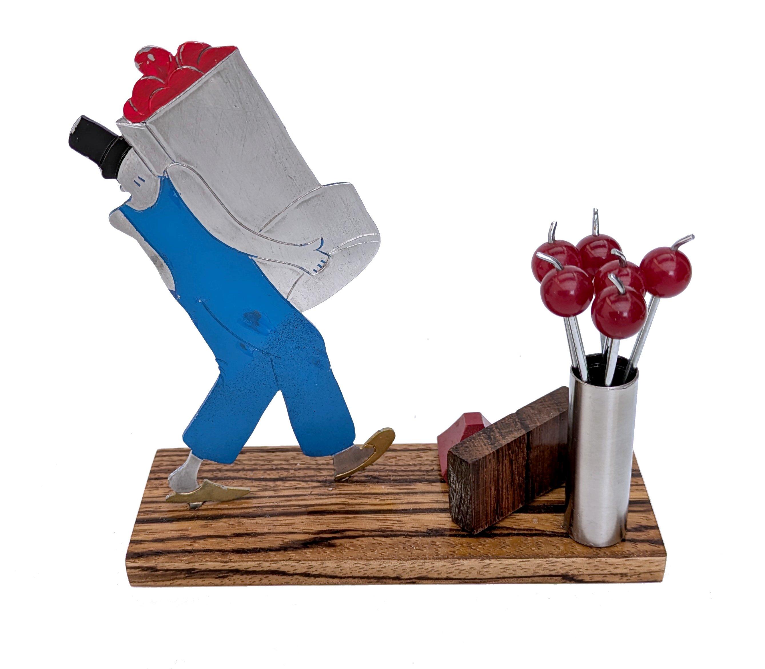 20th Century Art Deco Novelty Cocktail Sticks 'Cherry Man' by Sudre, French, 1930's For Sale