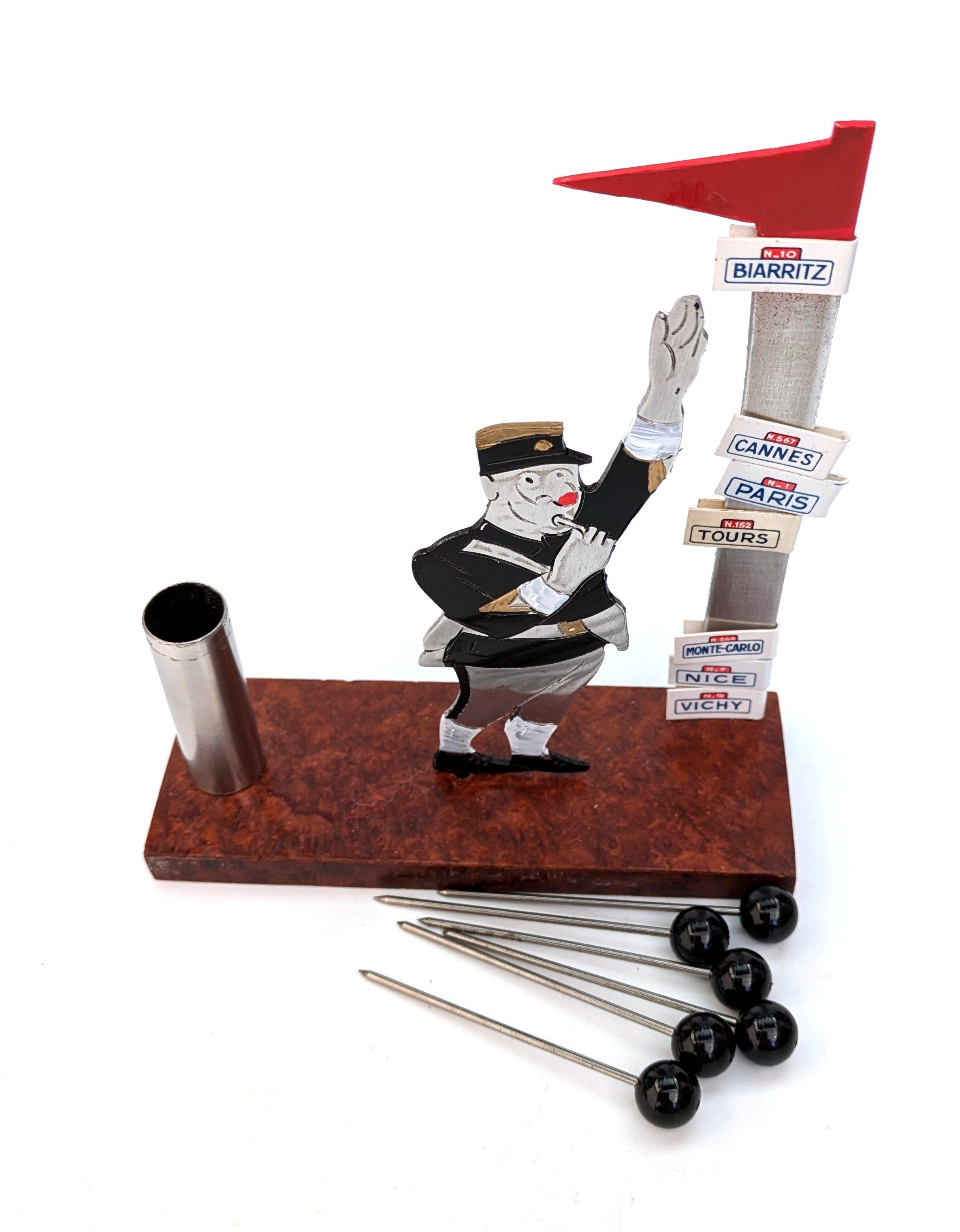20th Century Art Deco Novelty Cocktail Sticks 'French Man' by Sudre, French, 1930's