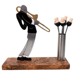 Art Deco Novelty Cocktail Sticks 'Jaz Player' by Sudre, French, 1930's
