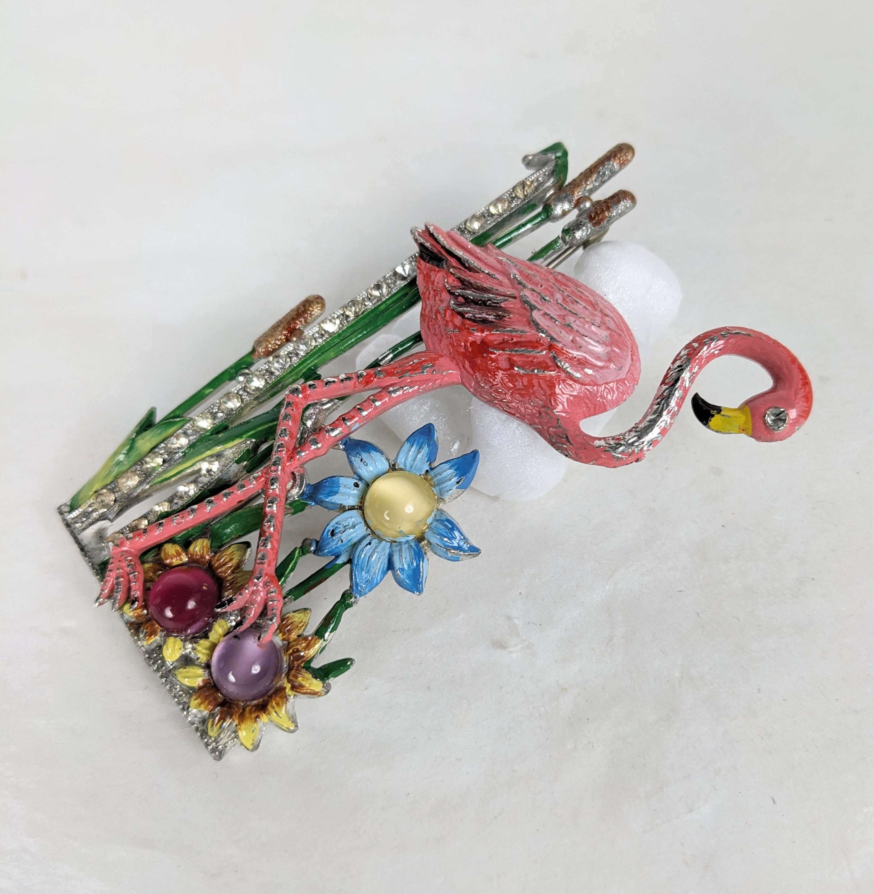 Art Deco Novelty Flamingo Brooch  In Good Condition For Sale In New York, NY