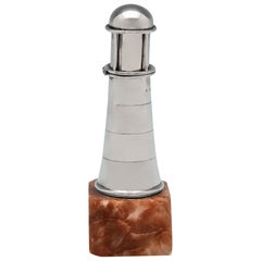 Art Deco Novelty Sterling Silver Cigar Lighter Shaped as a Lighthouse