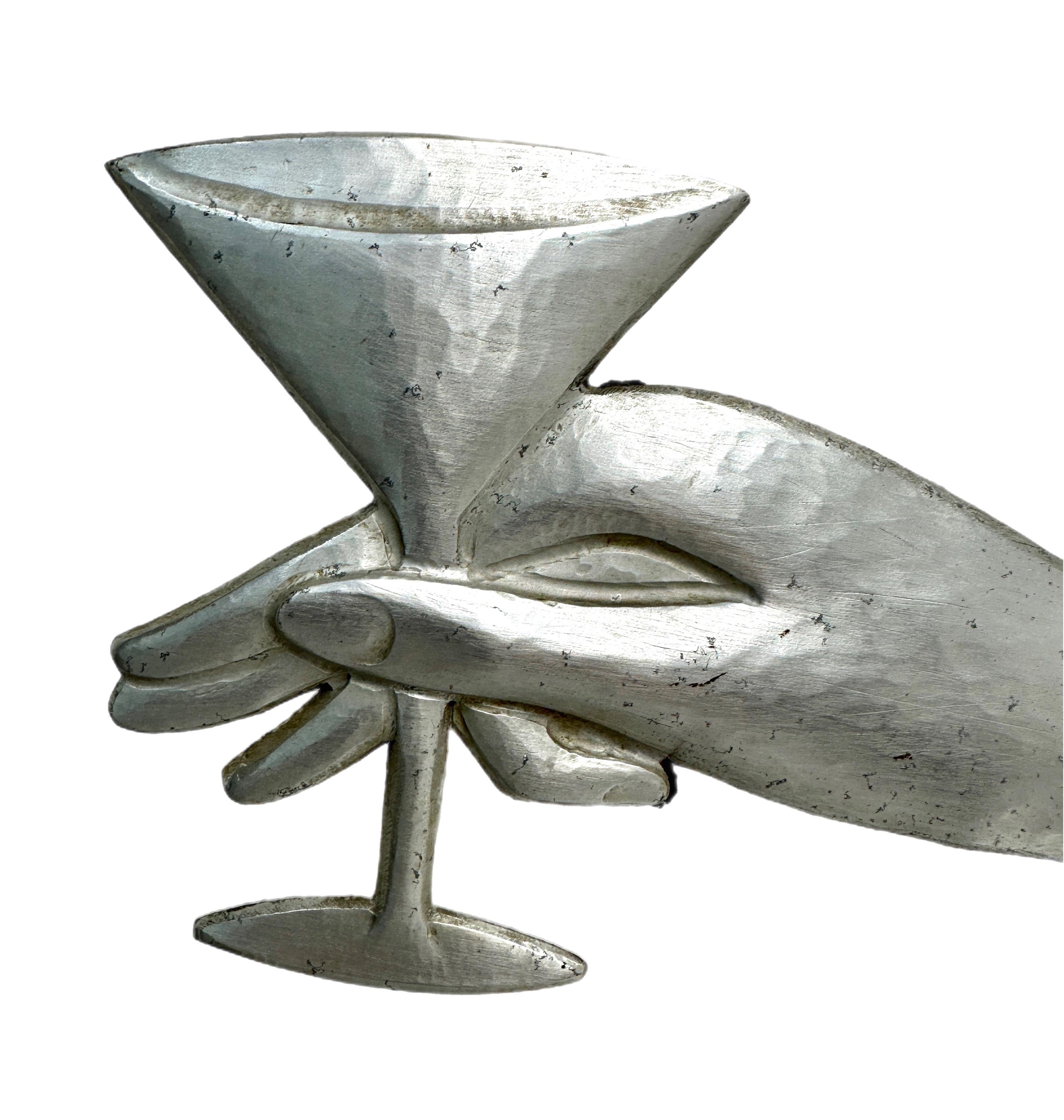 Art déco-Cocktailbar aus Aluminium mit architektonischen Verzierungen in Nude, Art déco im Zustand „Relativ gut“ im Angebot in Chamblee, GA