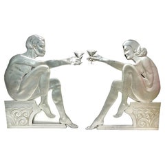 Art Deco Nude Aluminum Cocktail Bar Architectural Ornaments