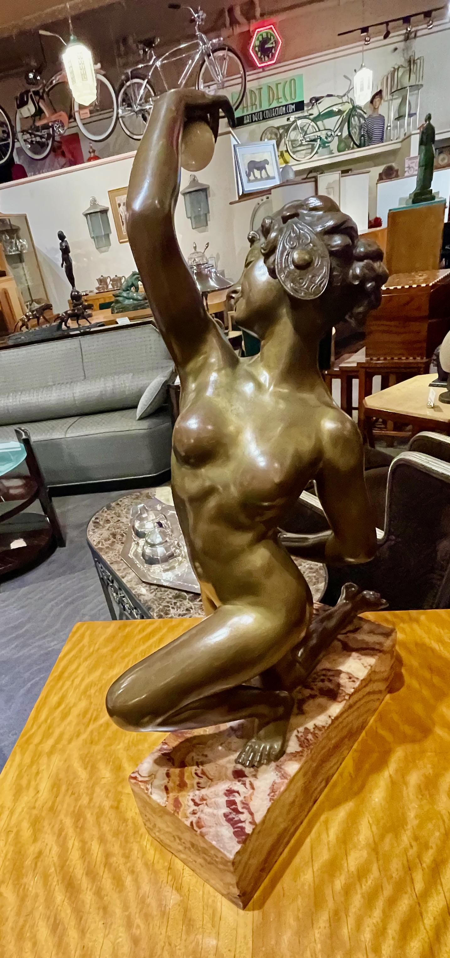 Art Deco Nude Bronze Sculpture by Affortunato Gory For Sale 3