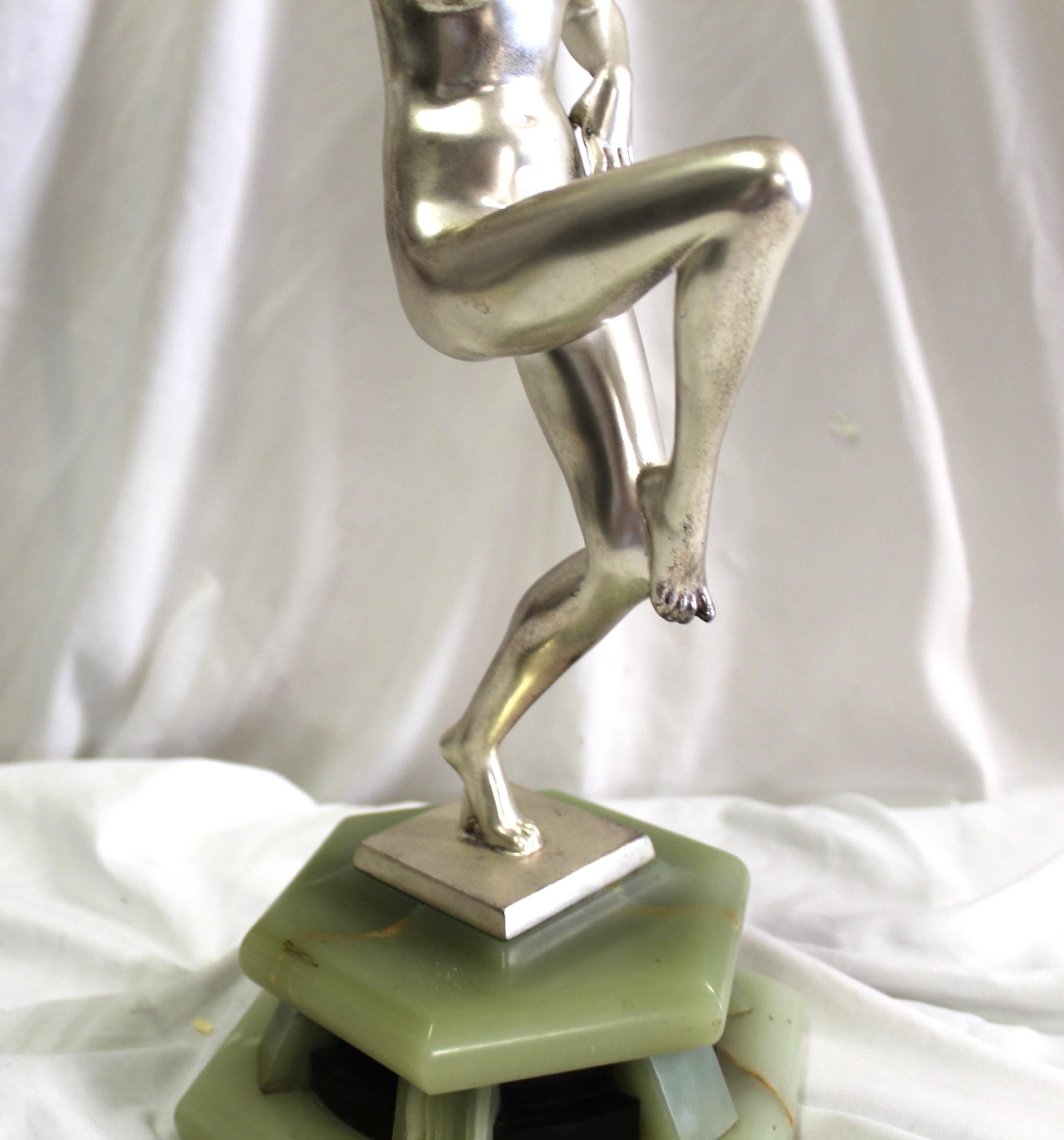 Francese Ballerina nuda Art Deco , argentata, firmata  bronzo in vendita