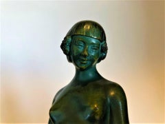 Art Deco Nude Erotic Woman Bronze Bookends, c. France 1925, Signed Scribe