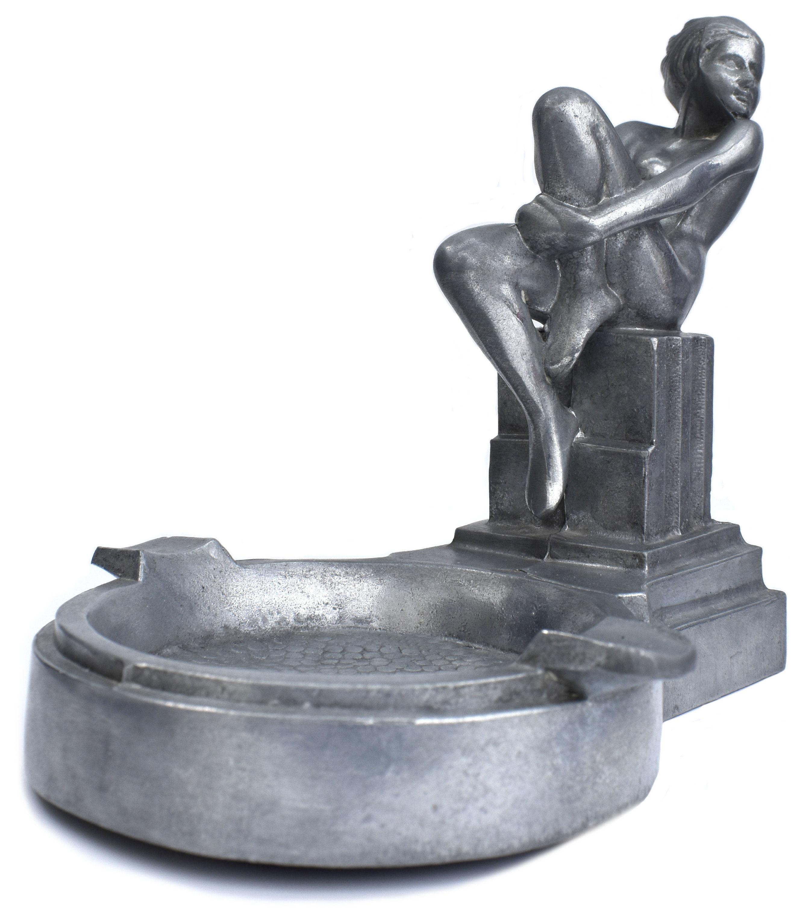 American Art Deco Nude Female Ashtray, C1930