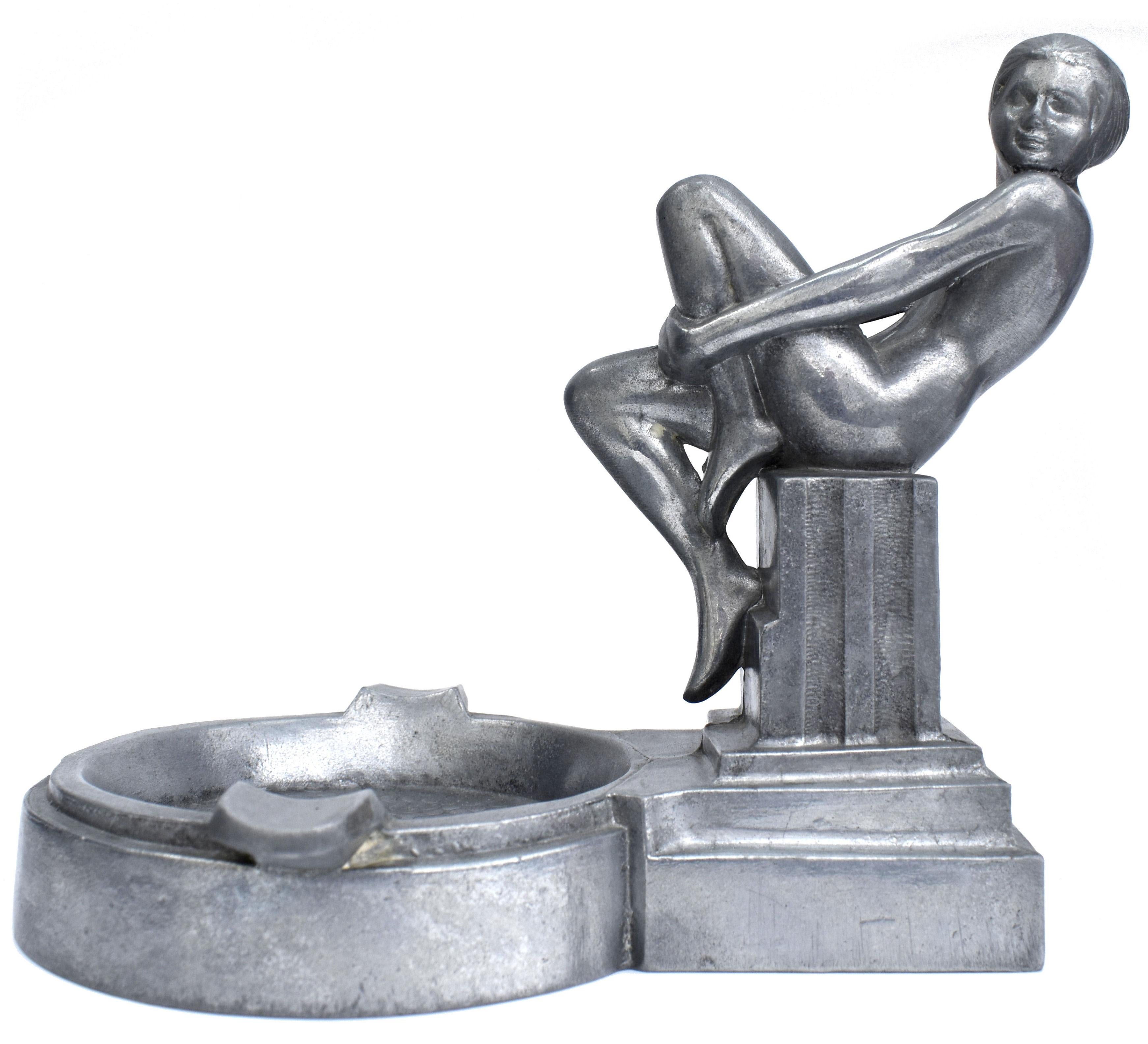 20th Century Art Deco Nude Female Ashtray, C1930