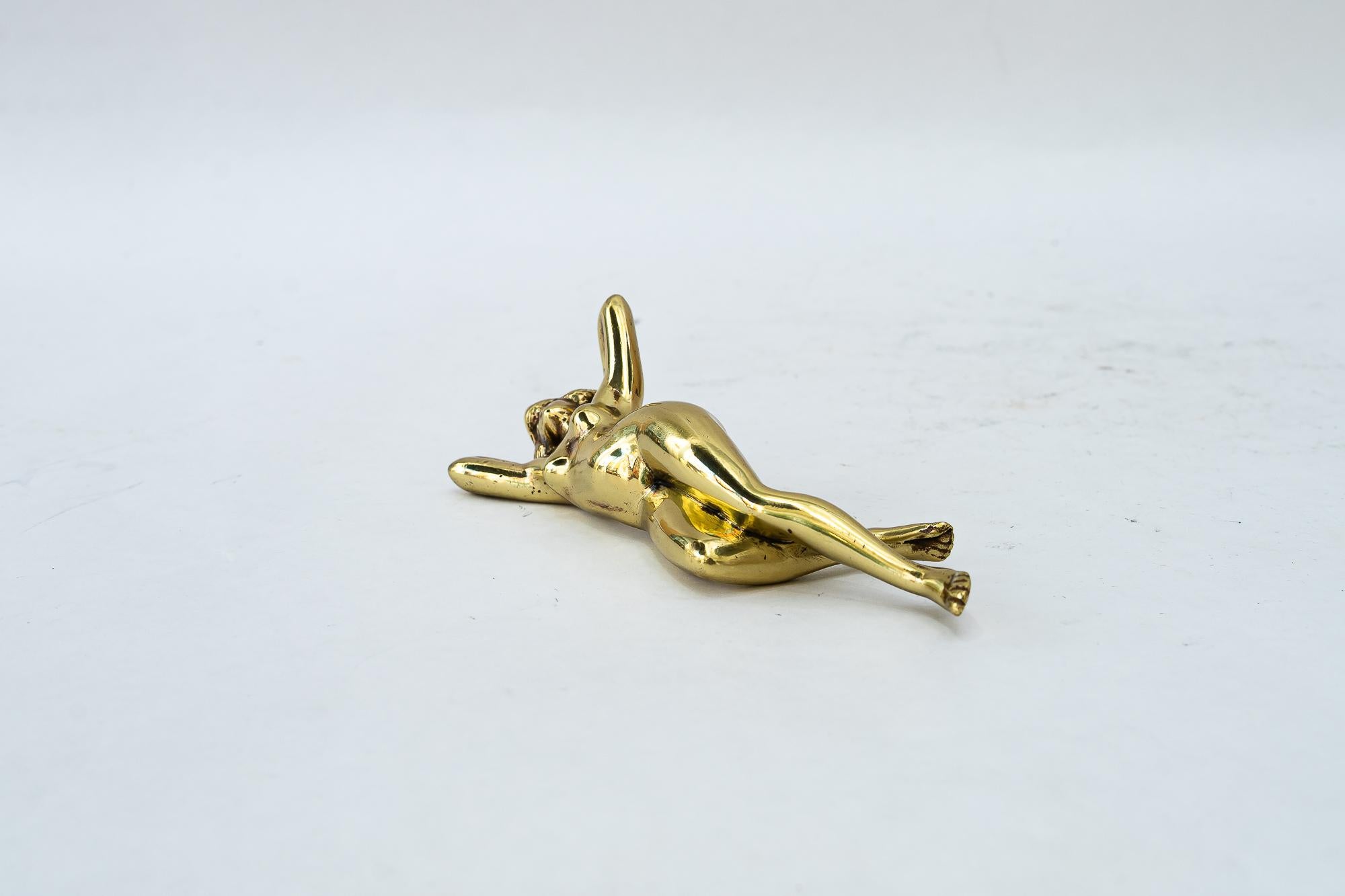 Art Deco nude female brass Paperweight around 1920s
Brass polished and stove enameled
