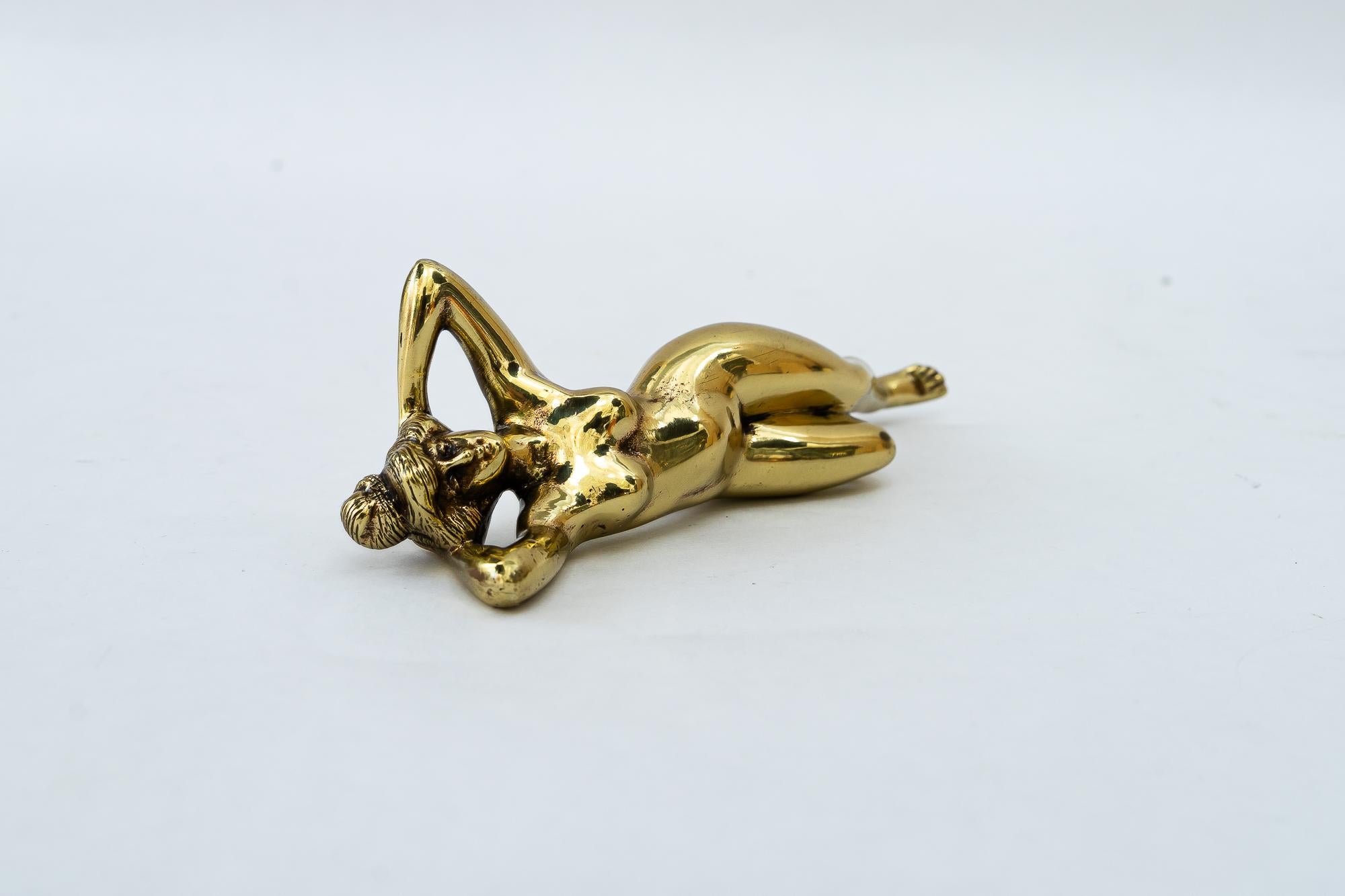 Lacquered Art Deco nude female brass Paperweight around 1920s For Sale