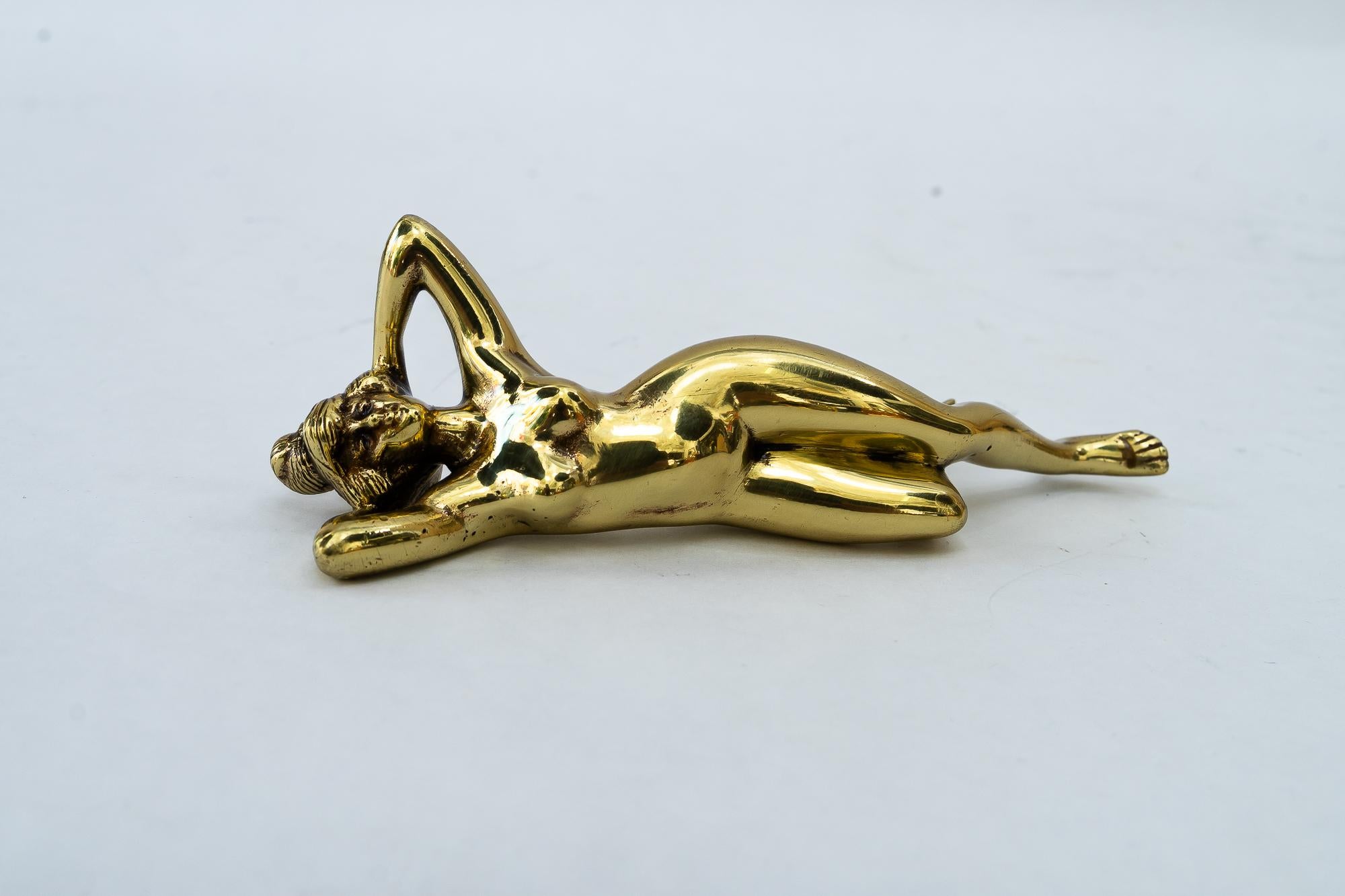 Early 20th Century Art Deco nude female brass Paperweight around 1920s For Sale