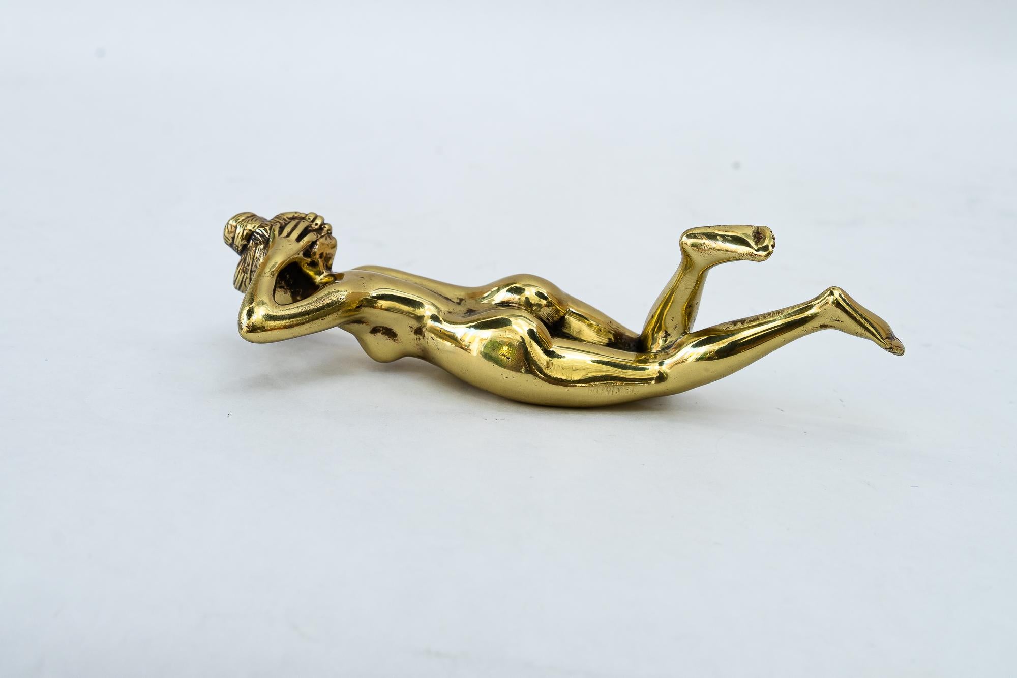 Brass Art Deco nude female brass Paperweight around 1920s For Sale