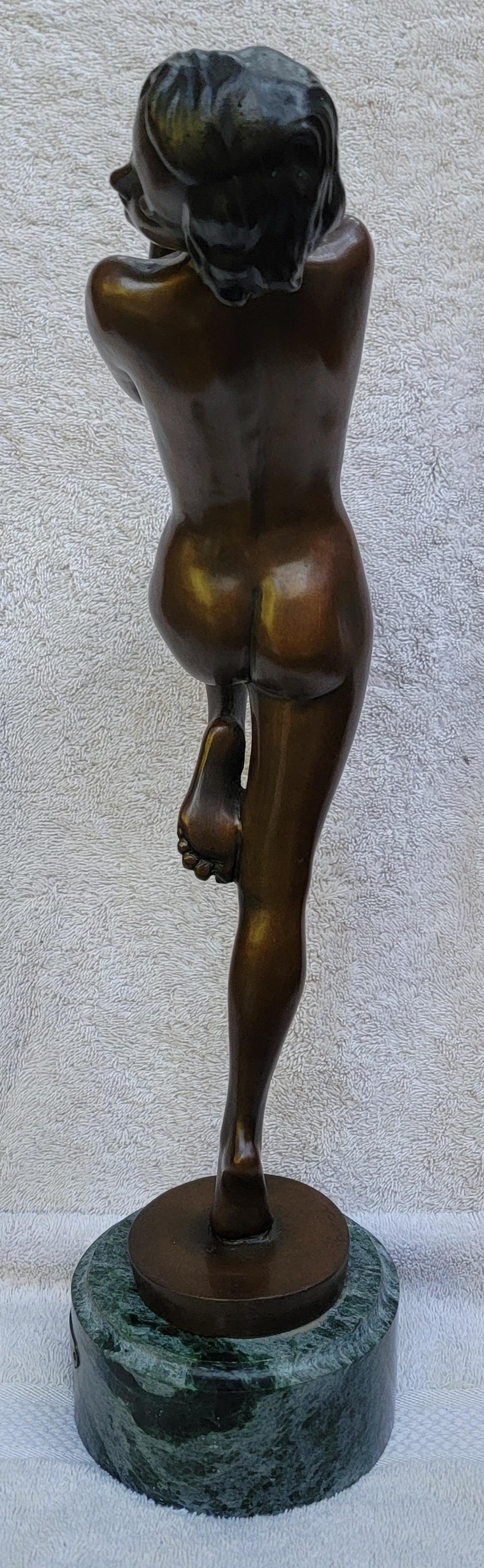 20th Century Lorenzl Attributed Art Deco Nude Female Bronze Sculpture 
