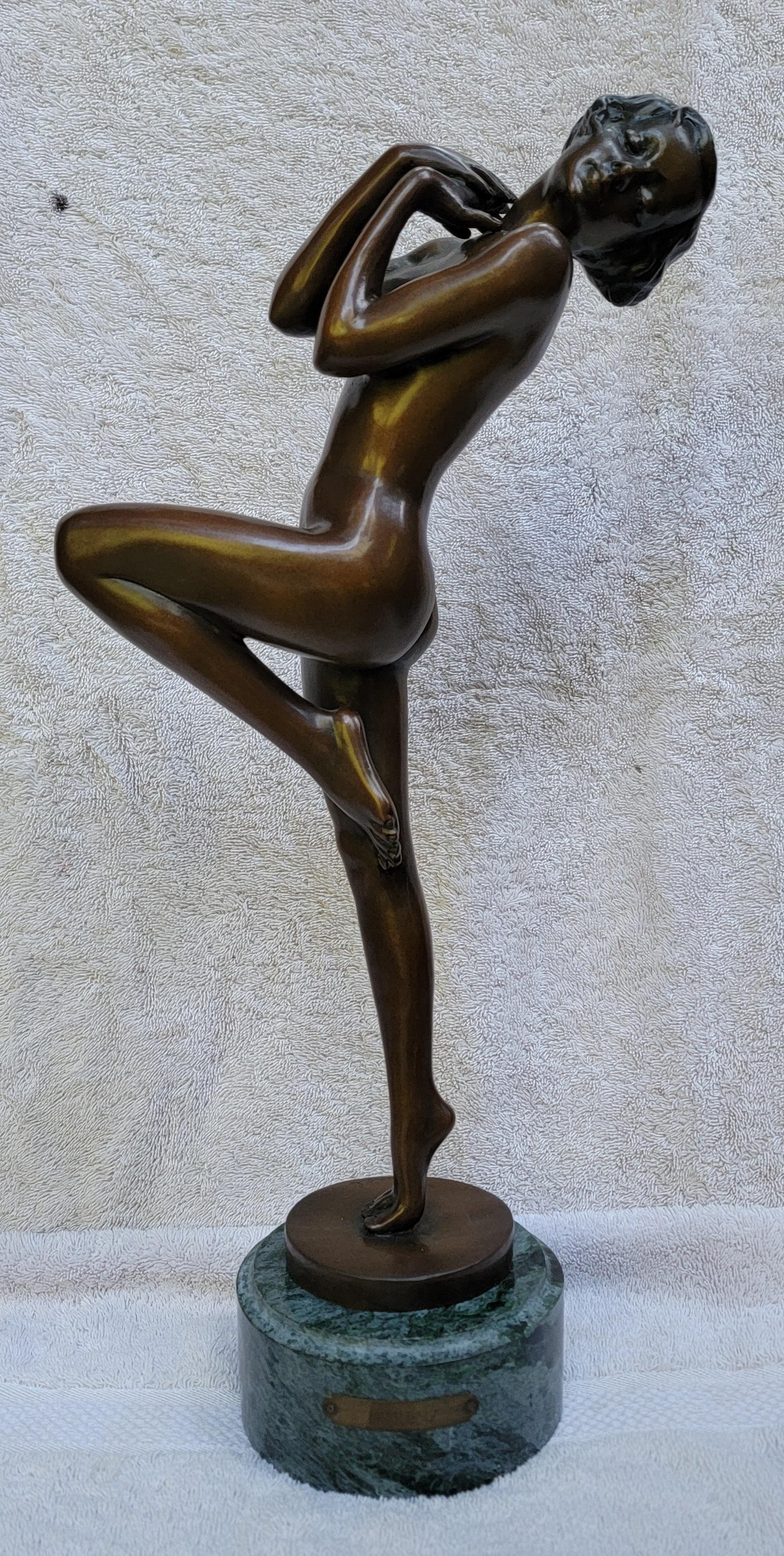 Lorenzl Attributed Art Deco Nude Female Bronze Sculpture  5