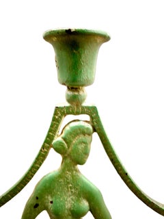 Art Deco Nude Female with Deer Candlestick