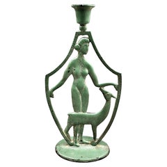 Chandelier Art Déco - Femme nue avec cerf