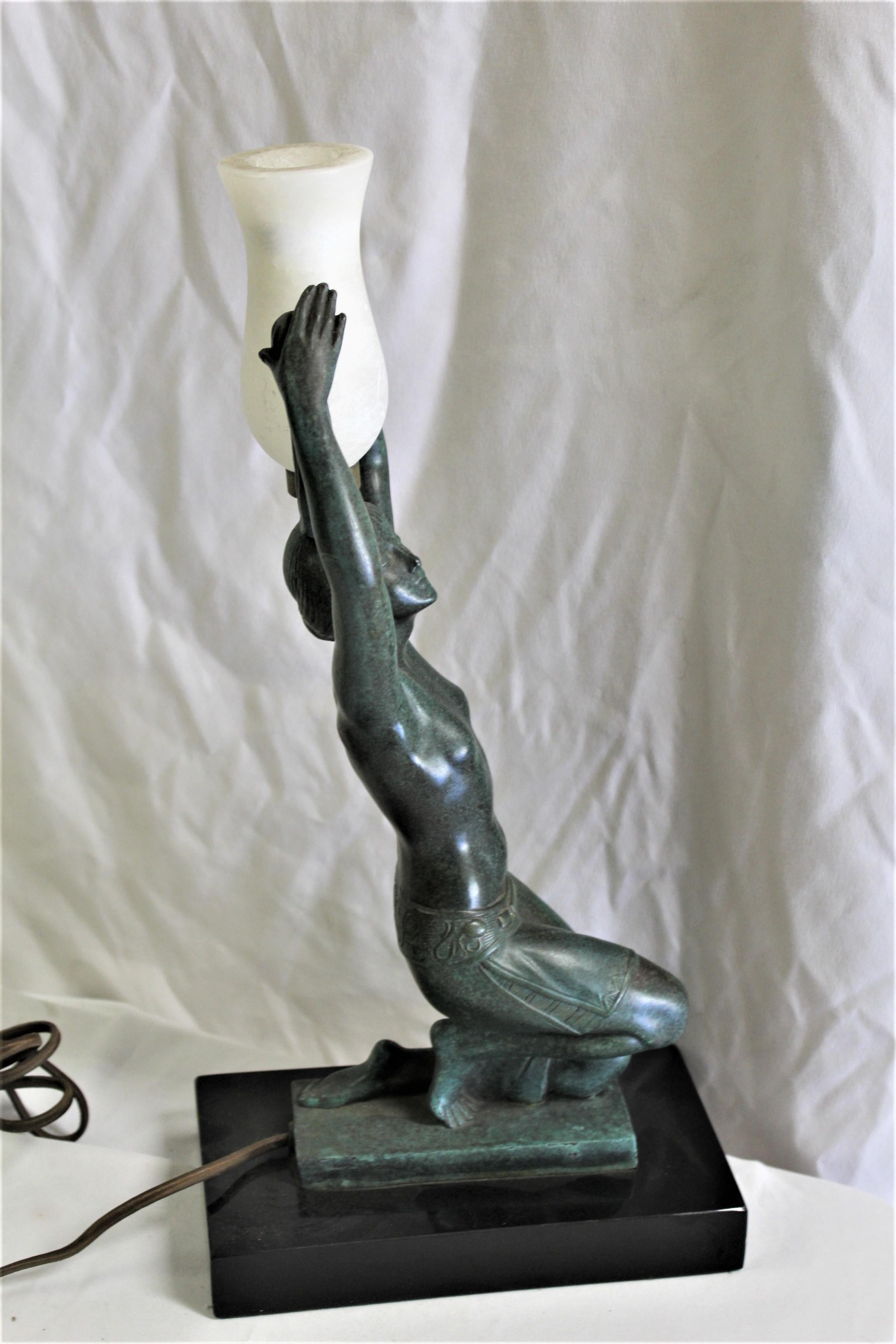 bronze art deco lady lamp