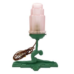 Art Deco Nude Nymph L610 Spelter Frankart Table Lamp by Sarsaparilla w/ Shade