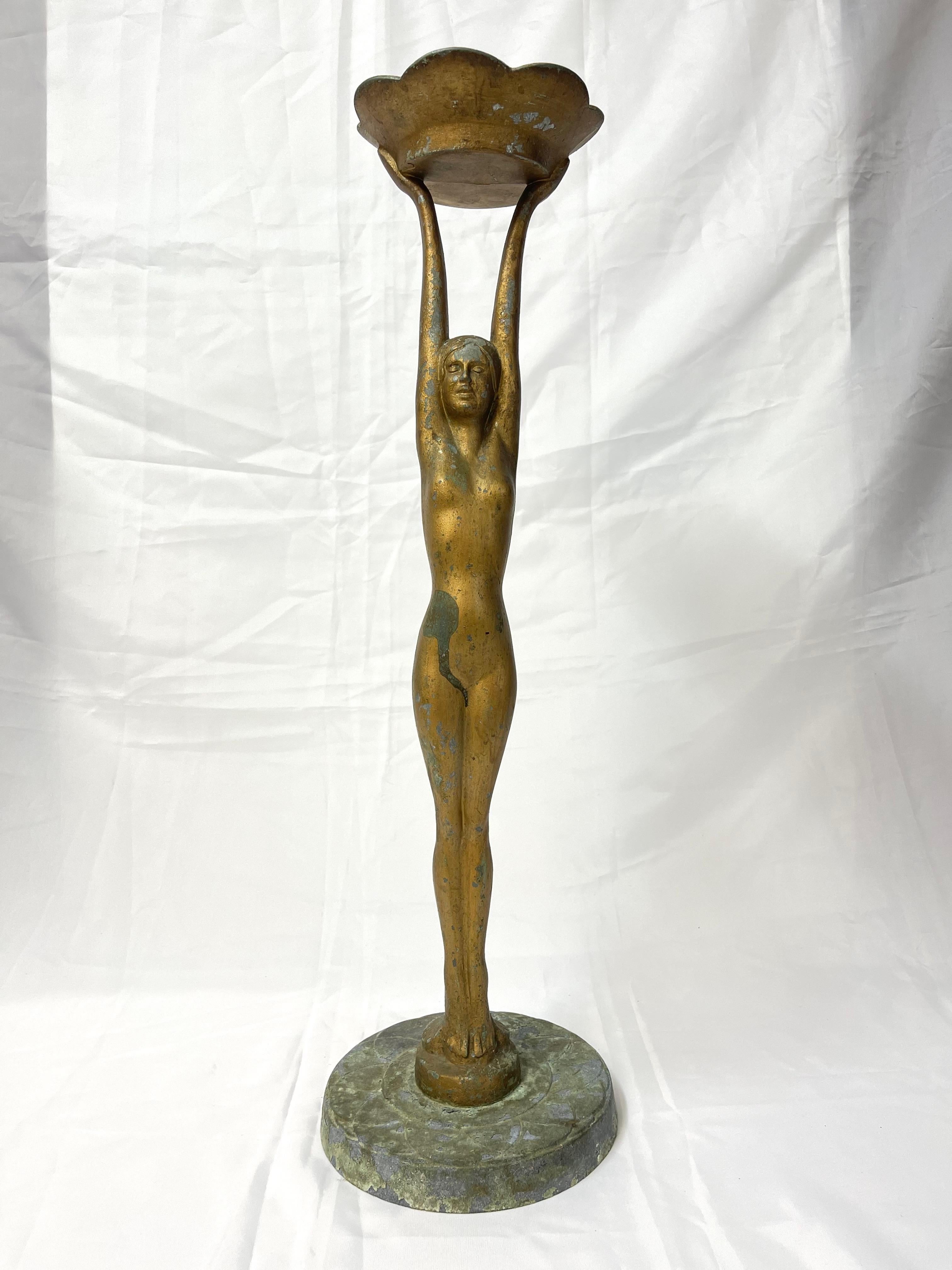 Art Deco Nude Smoking Stand Signed Frankart In Good Condition For Sale In Redding, CT
