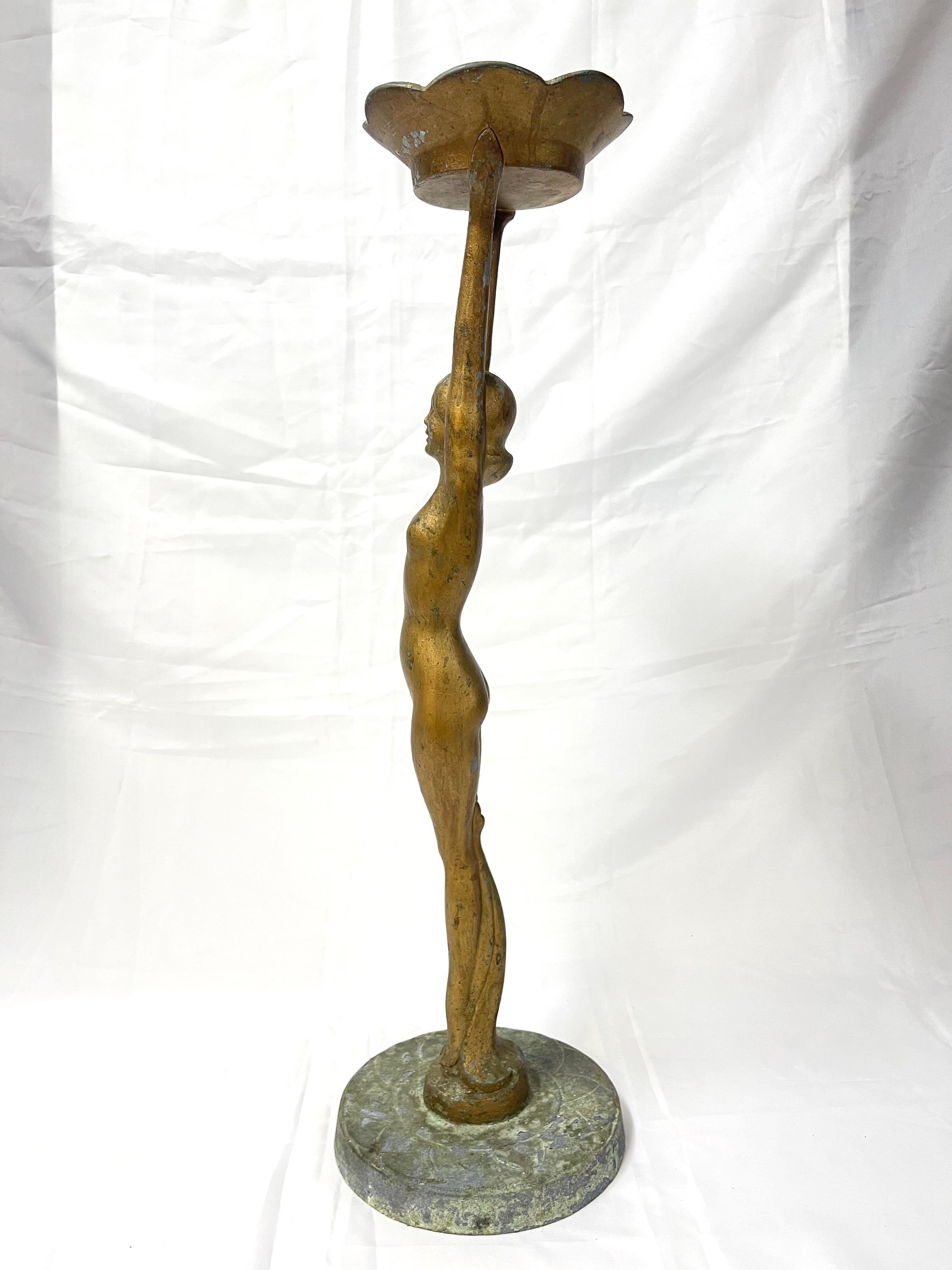 Early 20th Century Art Deco Nude Smoking Stand Signed Frankart For Sale