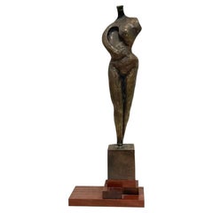 Art Deco Nude Solid Bronze Sculpture Signed By Sandauji 1940's California