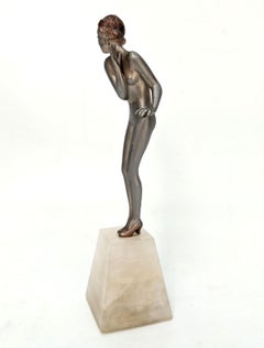 Art Deco Nude Spelter Figurine By Josef Lorenzl, c1930