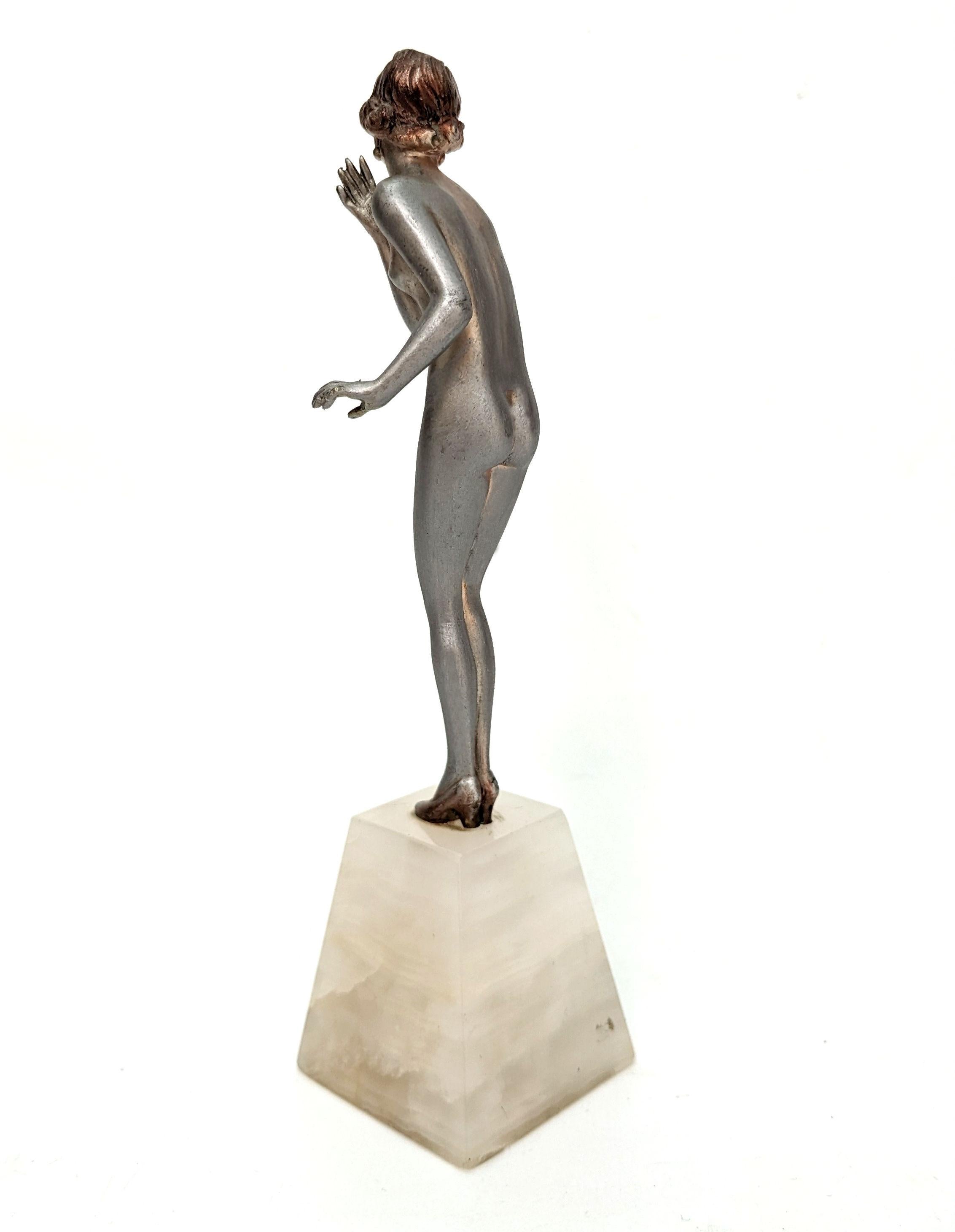 European Art Deco Nude Spelter Figurine By Josef Lorenzl, c1930 For Sale