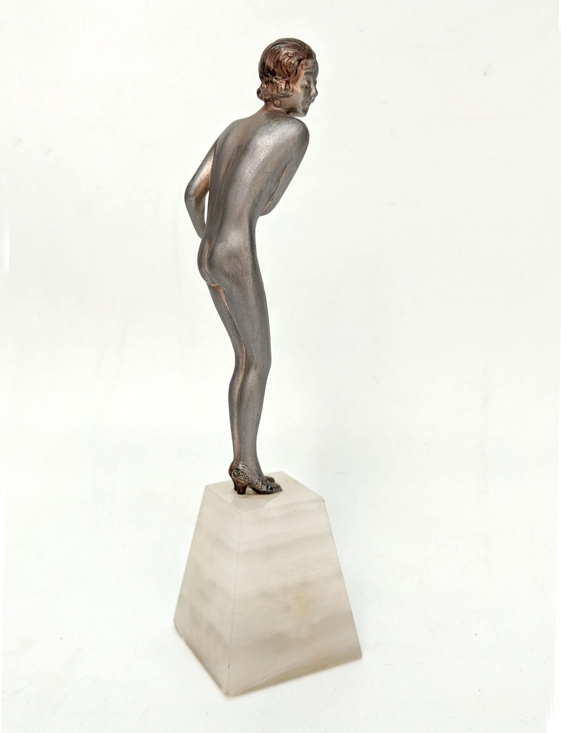 20th Century Art Deco Nude Spelter Figurine By Josef Lorenzl, c1930 For Sale
