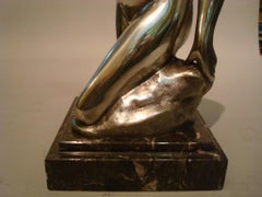 Art Deco Nude Woman Bronze Sculpture
