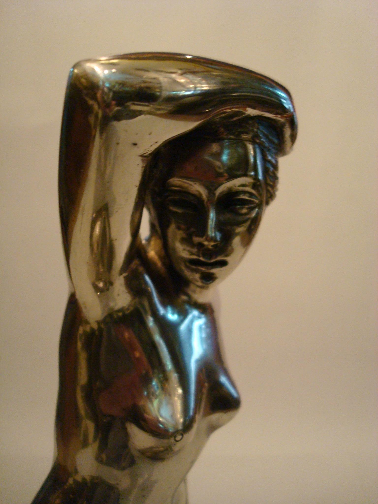 French Art Deco Nude Woman Bronze Sculpture