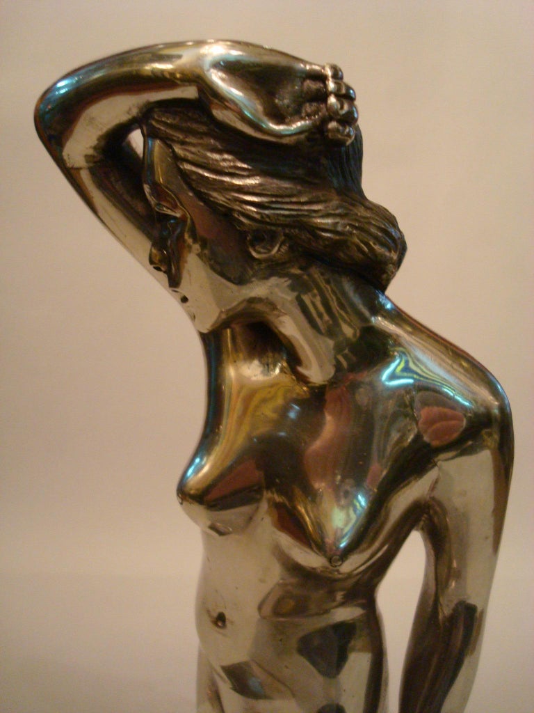 Marble Art Deco Nude Woman Bronze Sculpture For Sale
