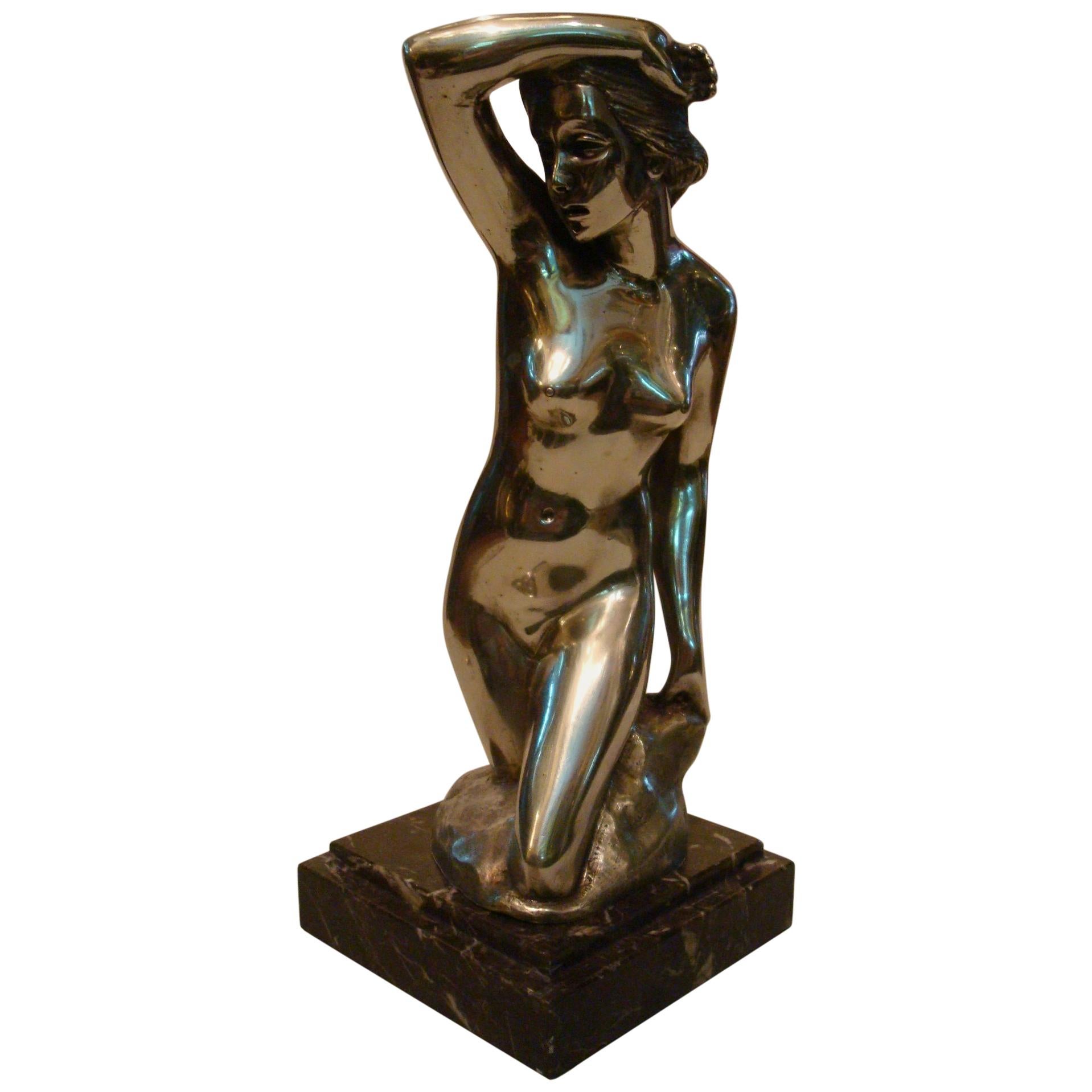 Art Deco Nude Woman Bronze Sculpture