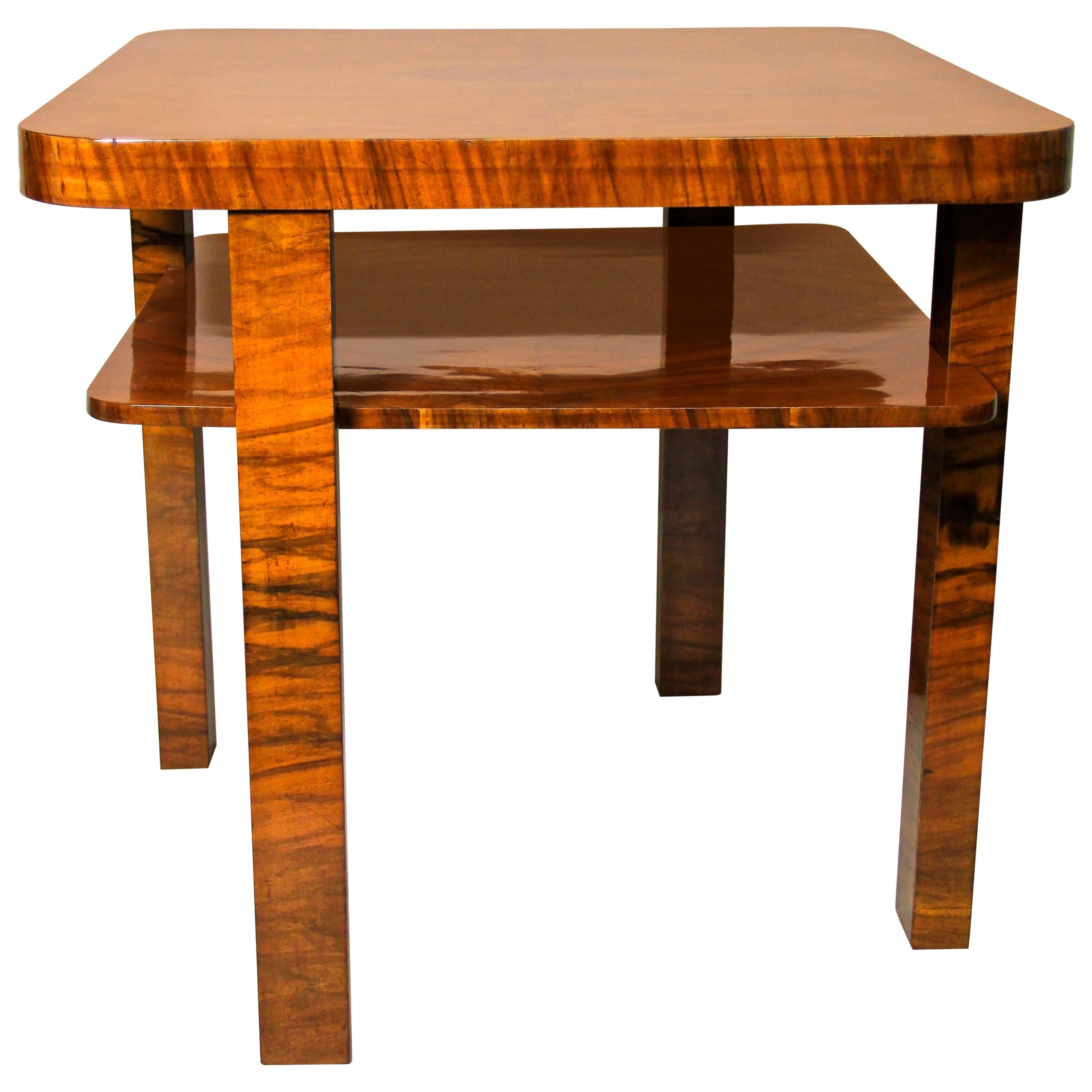 Art Deco Nut Wood Coffee/ Side Table Shellac Polished, Austria, circa 1920 For Sale