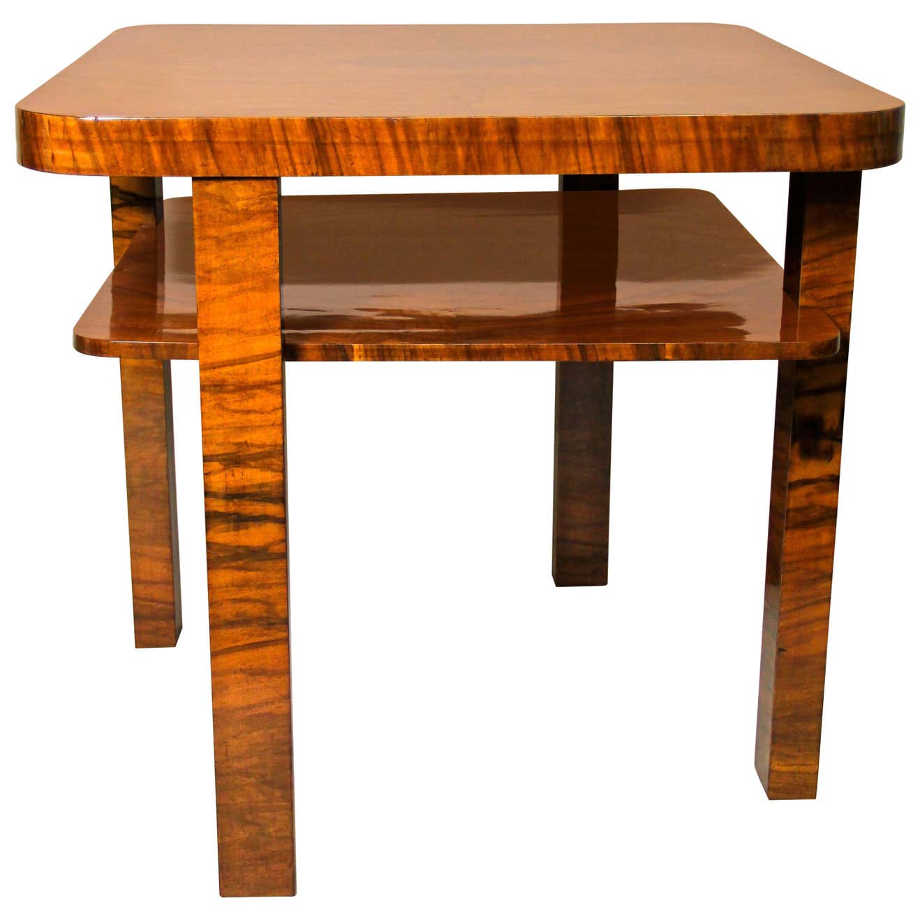 Shellac Tabletop Art Deco Nut Wood Coffee/ Side Table Shellac Polished, Austria, circa ...