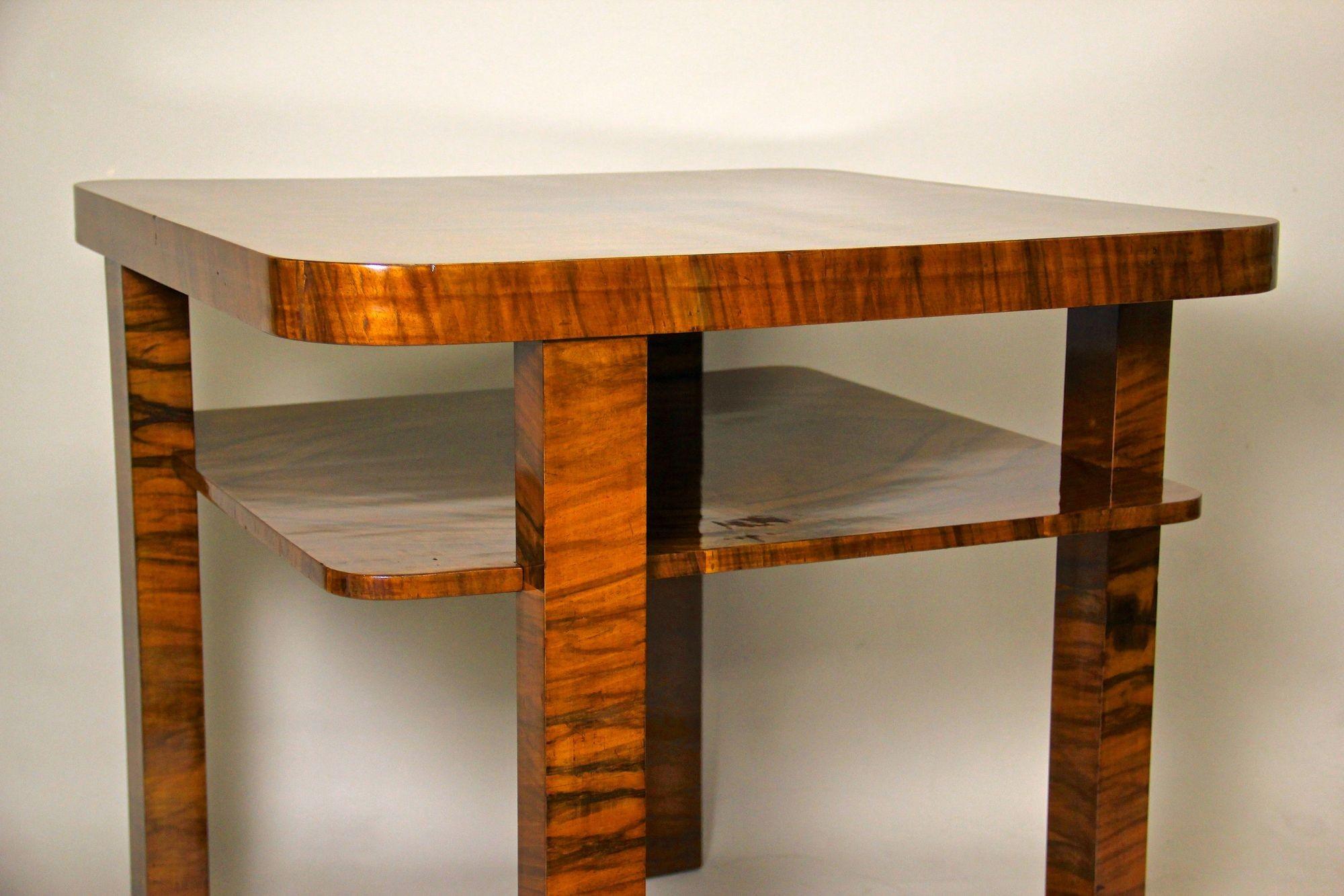 Hand-Crafted Art Deco Nut Wood Coffee Table/ Side Table Shellac - Polished, AT circa 1920 For Sale
