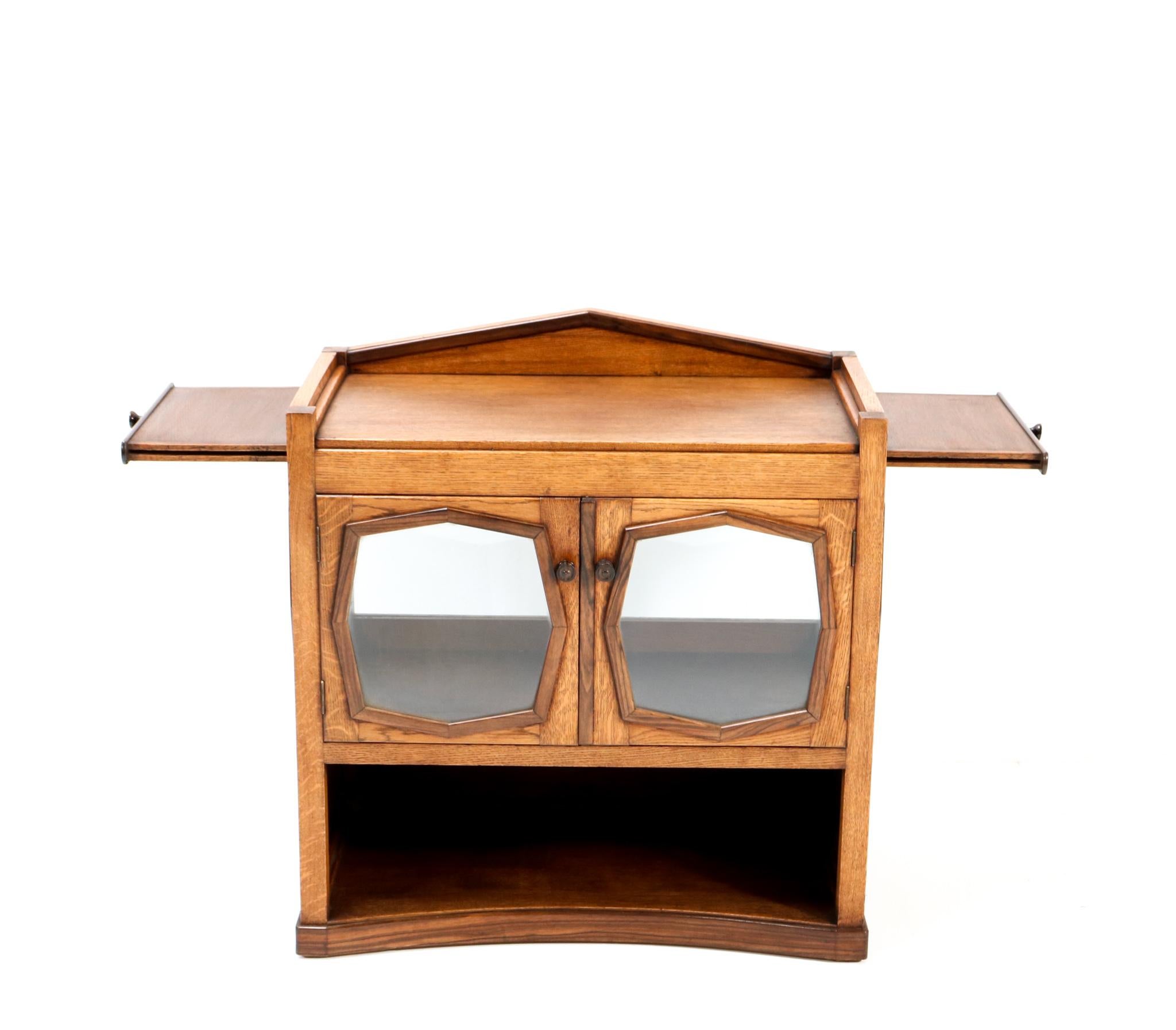 Early 20th Century Art Deco Oak Amsterdamse School Tea Cabinet, 1920s For Sale