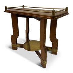 Art Deco Oak and Brass Side or Console Table