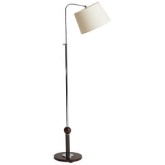 Antique Art Deco Oak and Nickel Floor Lamp