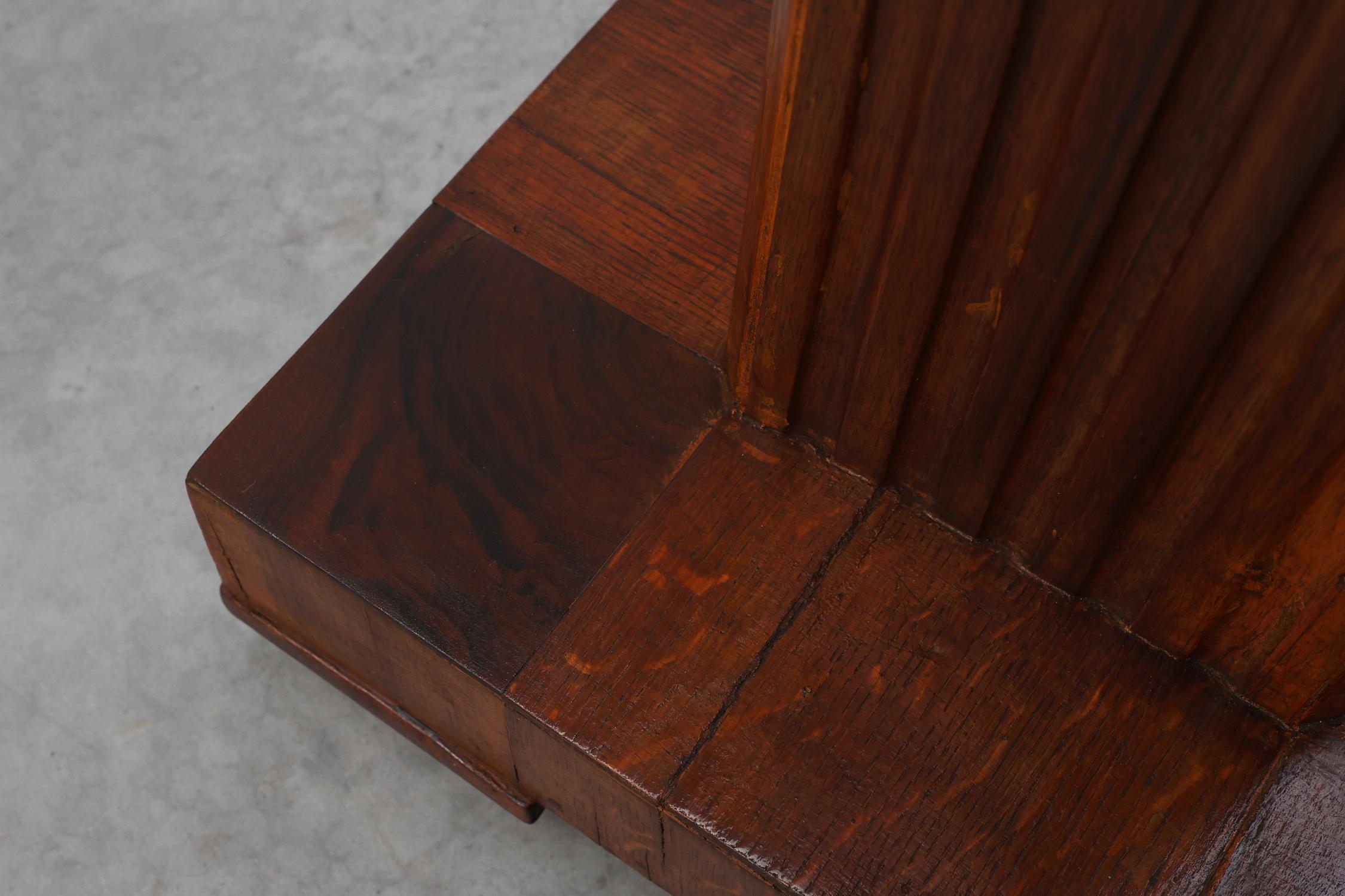 Art Deco oak and red marble pedestal or side table, France 1920s in vendita 3