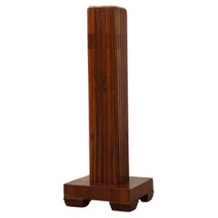 Art Deco oak and red marble pedestal or side table, France 1920s