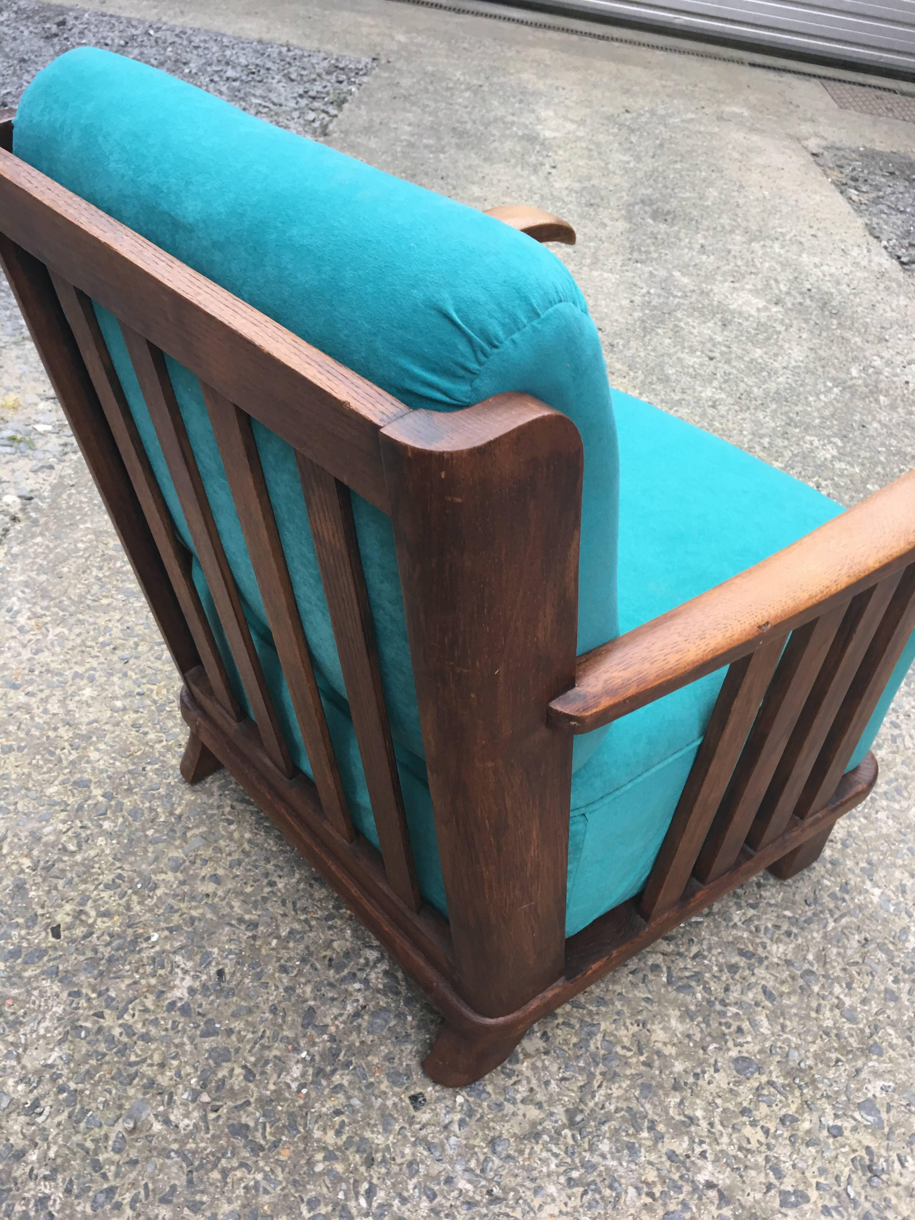 Art Deco Oak Armchair in the Style of Maxime Old, circa 1940 For Sale 4
