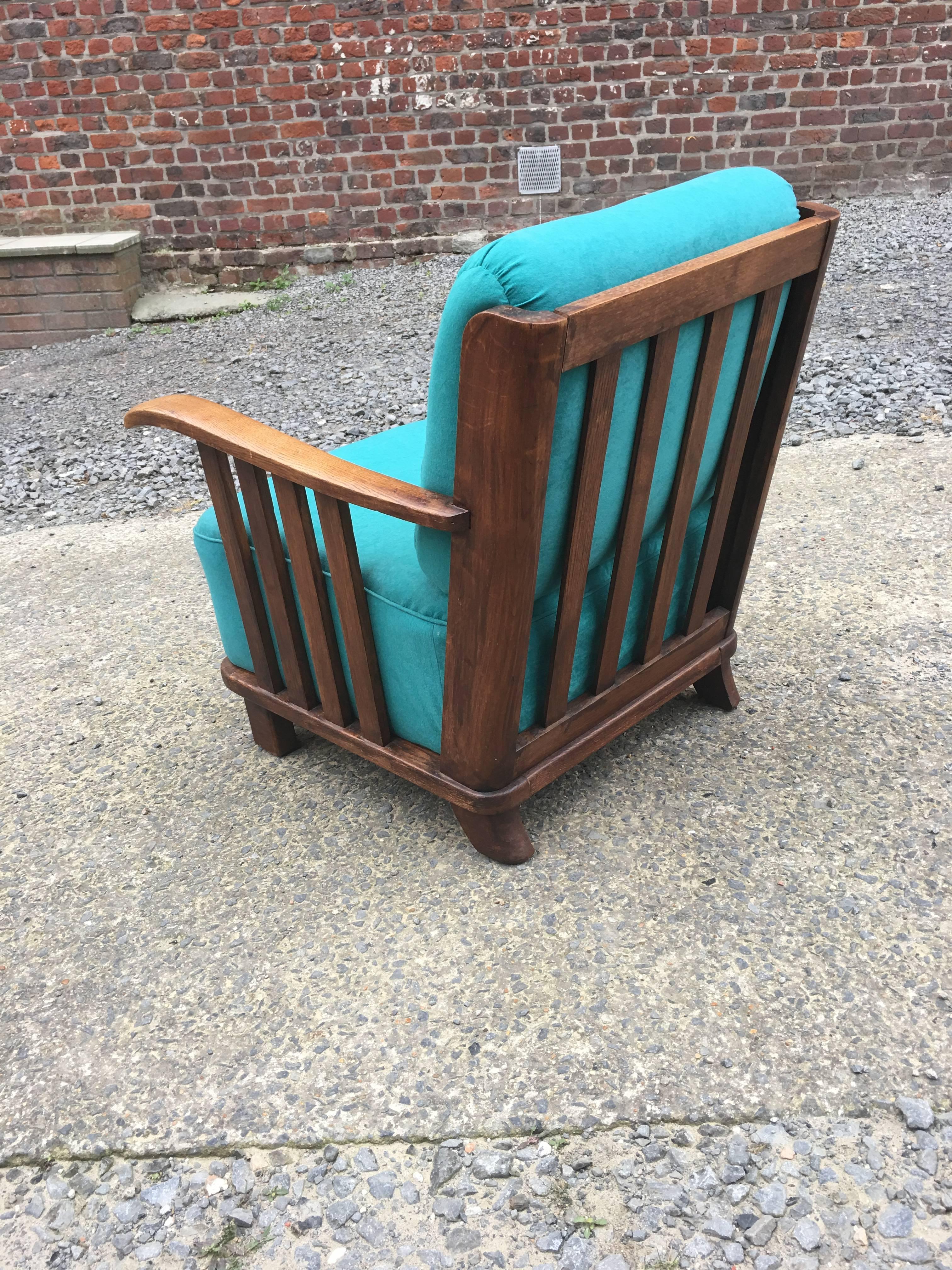 Art Deco Oak Armchair in the Style of Maxime Old, circa 1940 For Sale 2