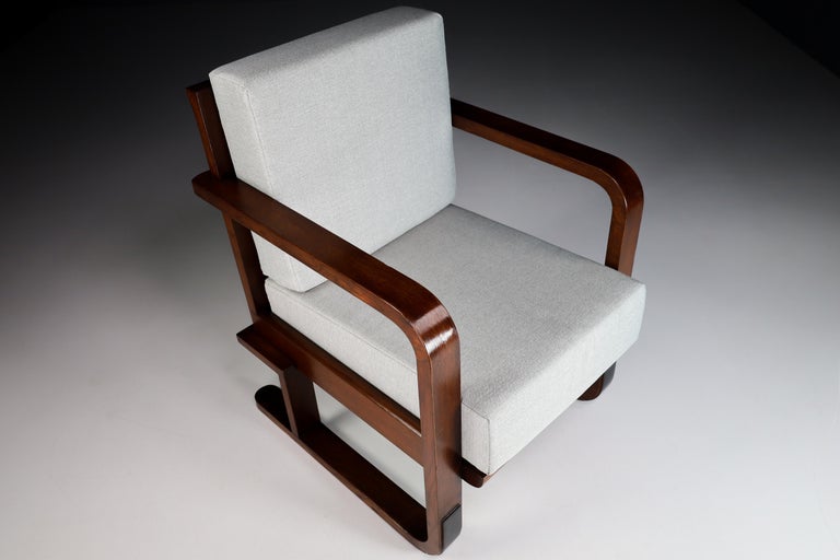 Art-Deco Oak Armchairs in Reupholstered in Fabric, France, 1930s For Sale 1