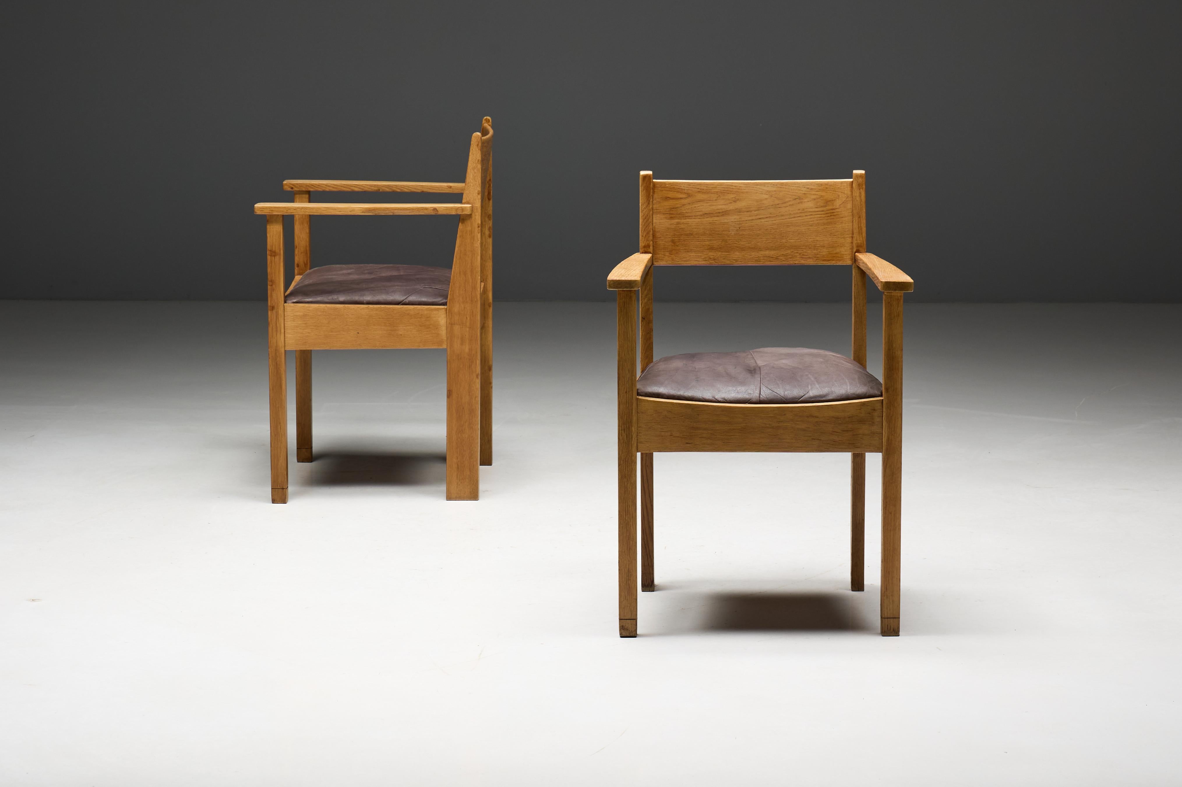 Cuir Fauteuils Art déco, Pays-Bas, années 1930 en vente