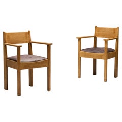 Art Deco Oak Armchairs, Netherlands, 1930s